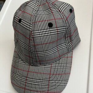 Time And Tru Women's Glen Plaid Baseball Cap Black/Red, One Size fits all